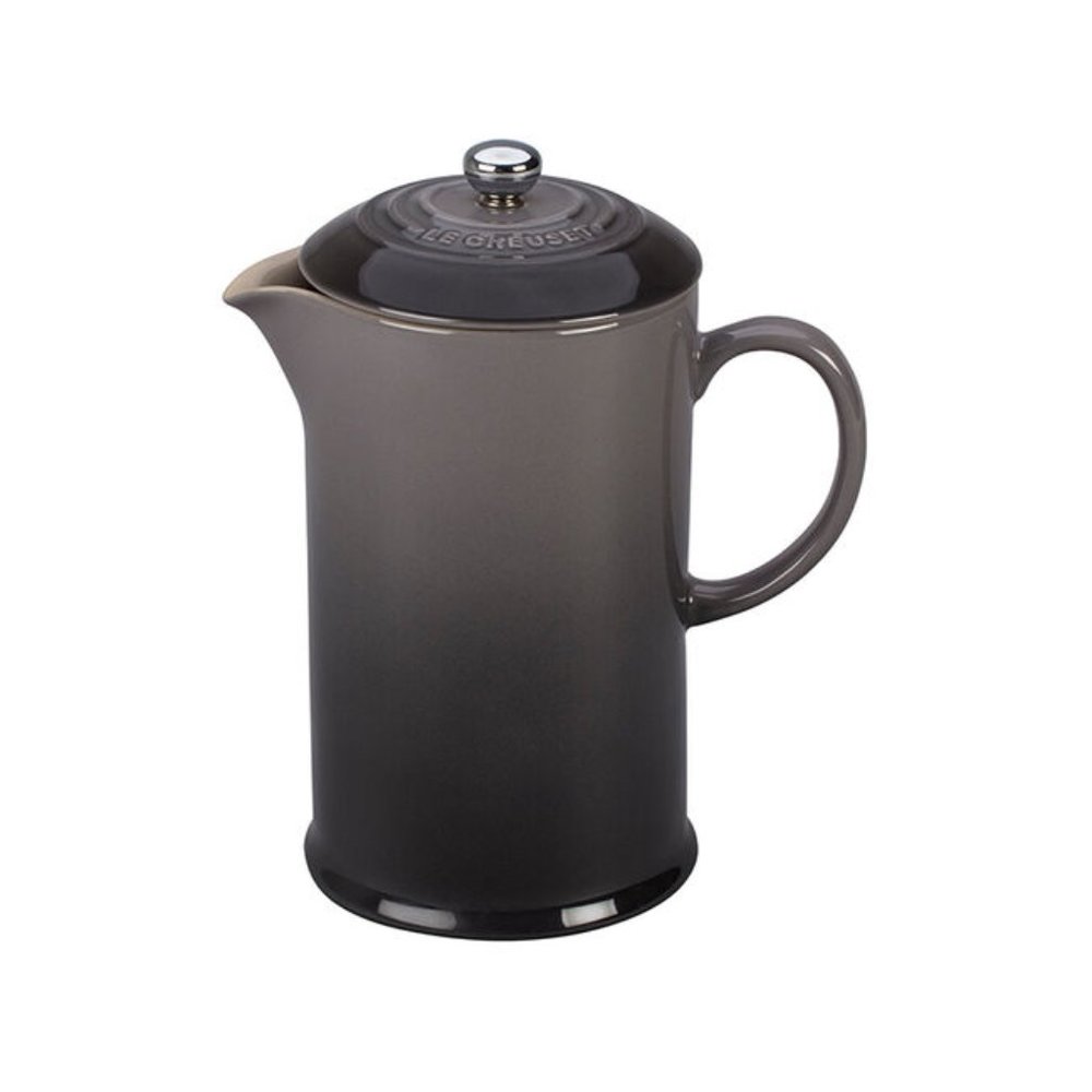 NIB Le Creuset 34oz Stoneware French Press Coffee/Tea Oyster